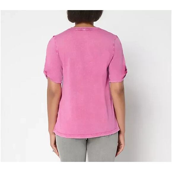 LOGO Principles by Lori Goldstein Elbow Twist Detail Top Magenta Haze L A702146 - Picture 2 of 3